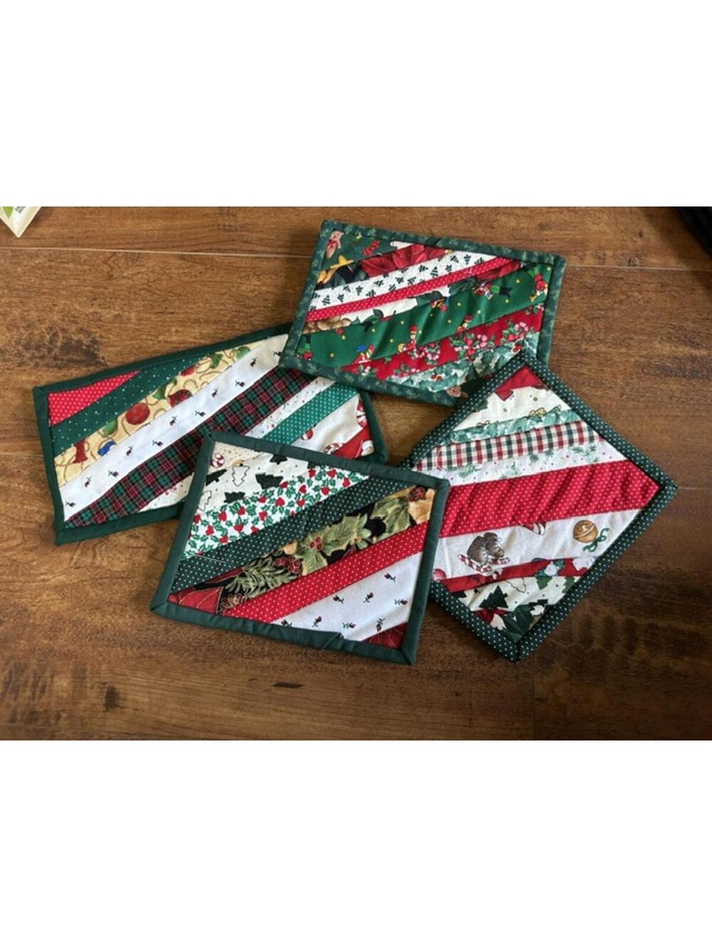 Set of 4 Handmade Christmas Quilted Potholders